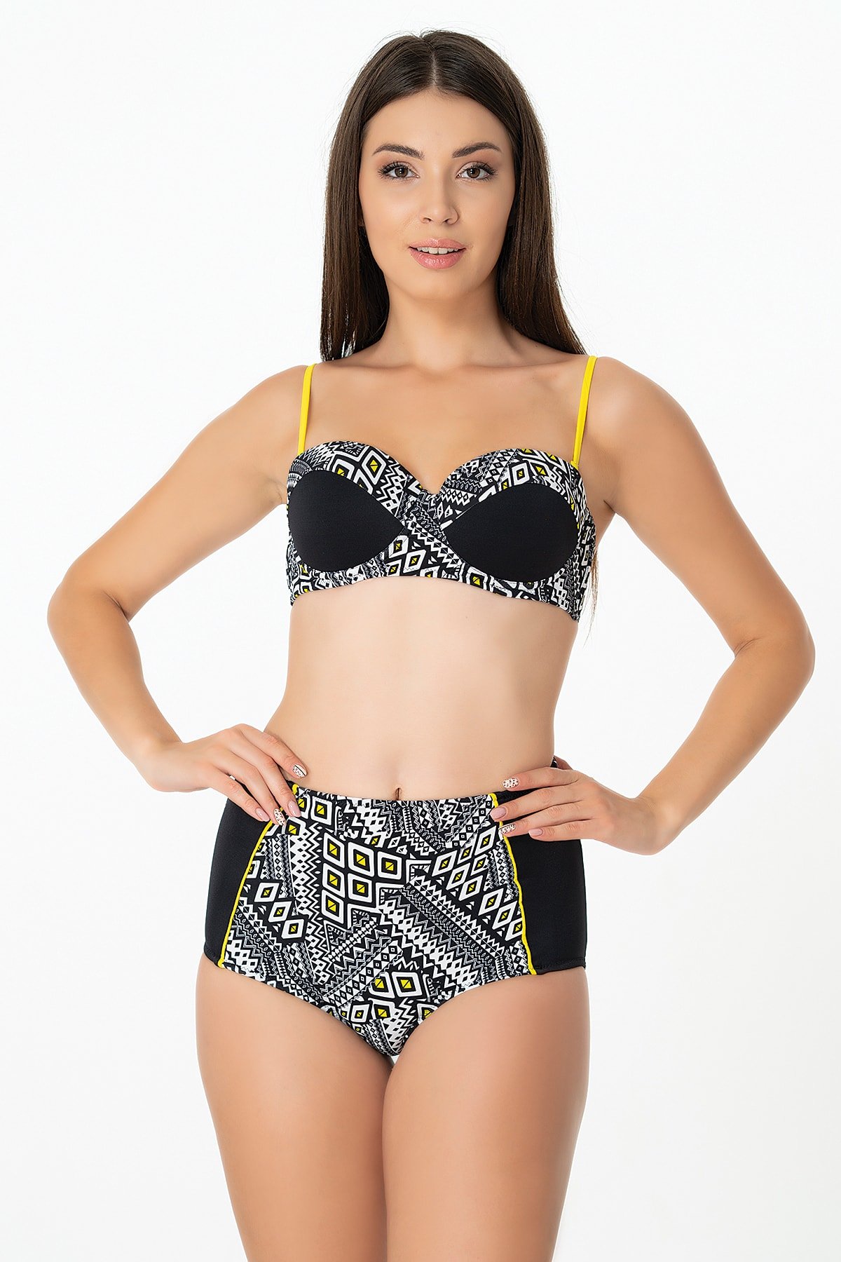 Marinella Swimwear Siyah Kapl Y Ksek Bel Bikini Elbisebul